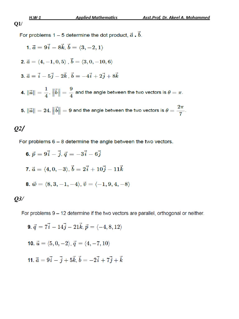 Applied Mathematics Homework H.W-1 | PDF