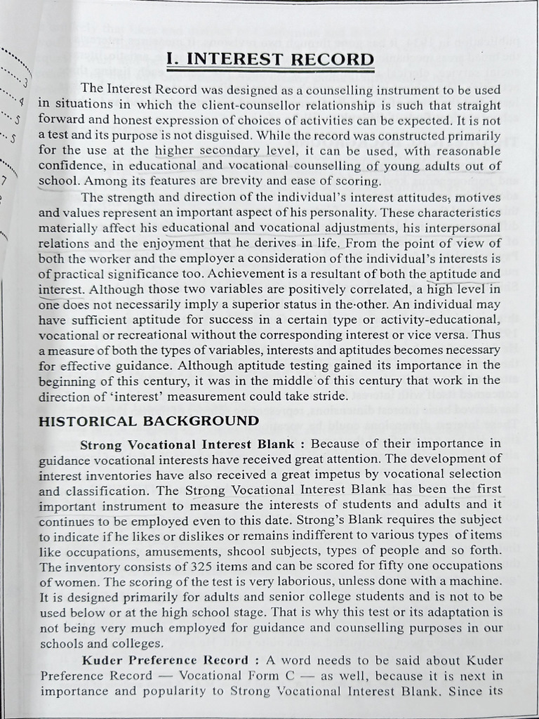Interest Record Manual-1 | PDF