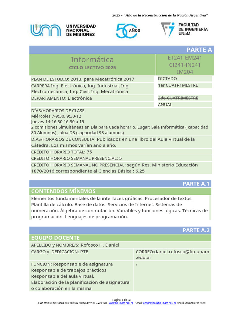 Plan de Estudios Informática 2025 | PDF | Hardware de la computadora ...