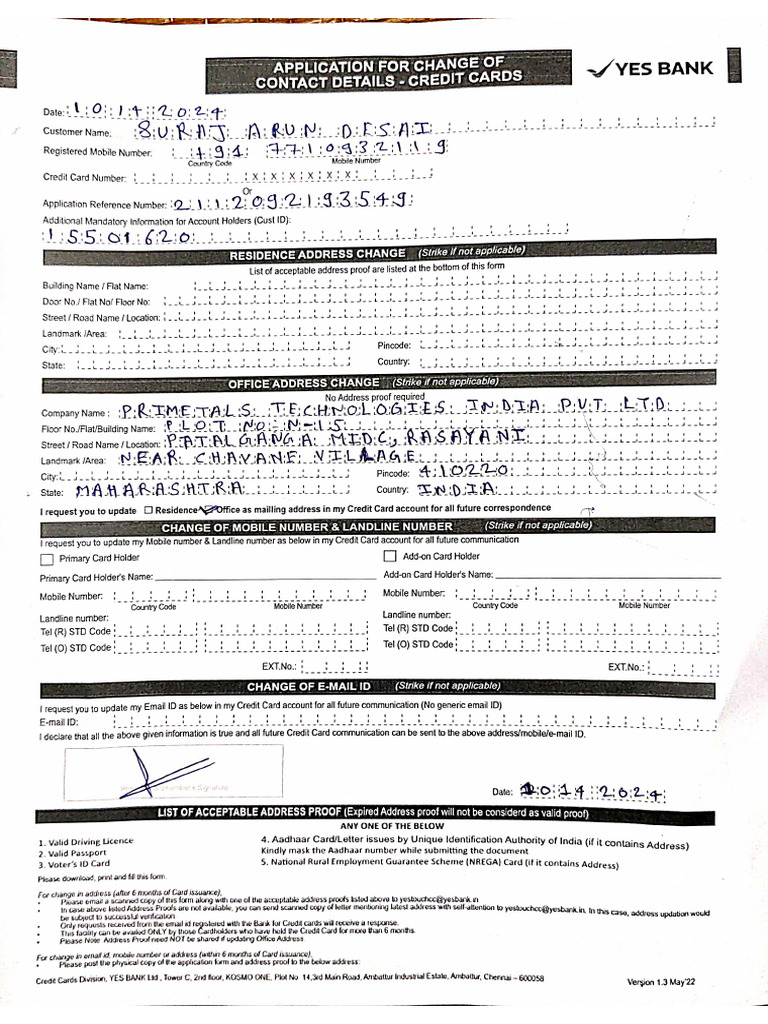 Application For Change of Address | PDF