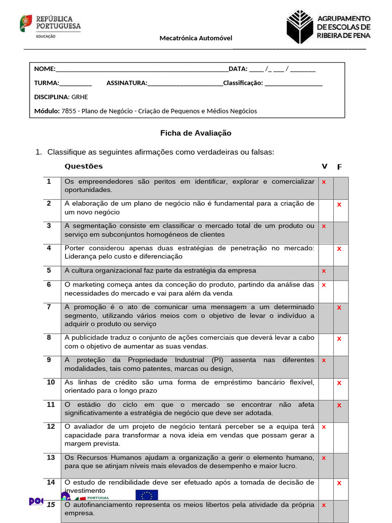 Avaliação de Plano de Negócio em GRHE | PDF | Marketing | Business