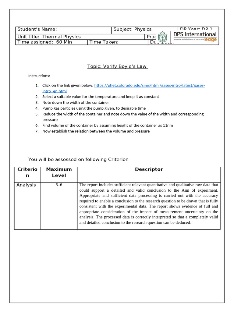 Verifying Boyle's Law Experiment | PDF