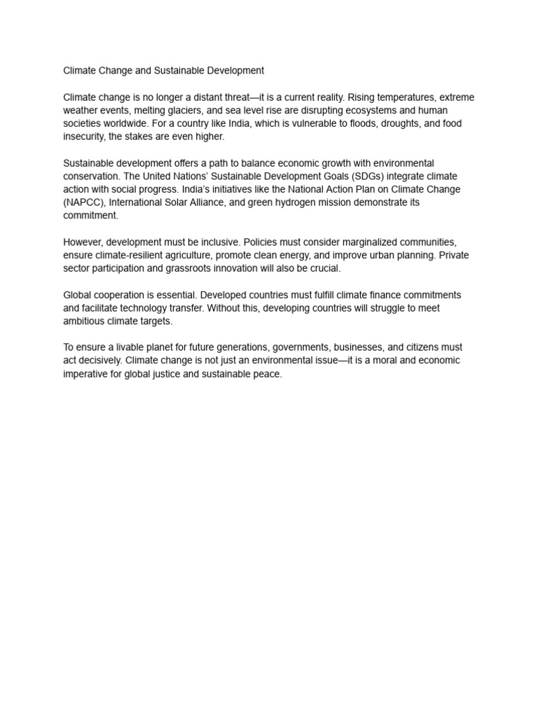 Climate Change and Sustainable Development Strategies | PDF