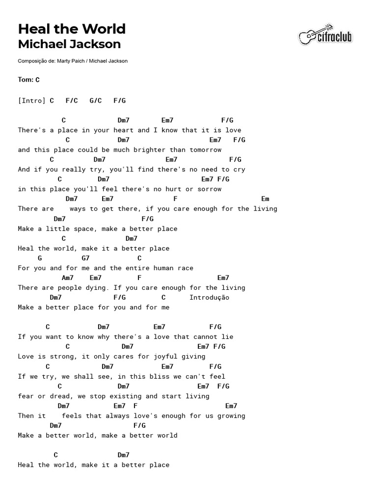Heal the World Chords and Lyrics | PDF | Religious Belief And Doctrine