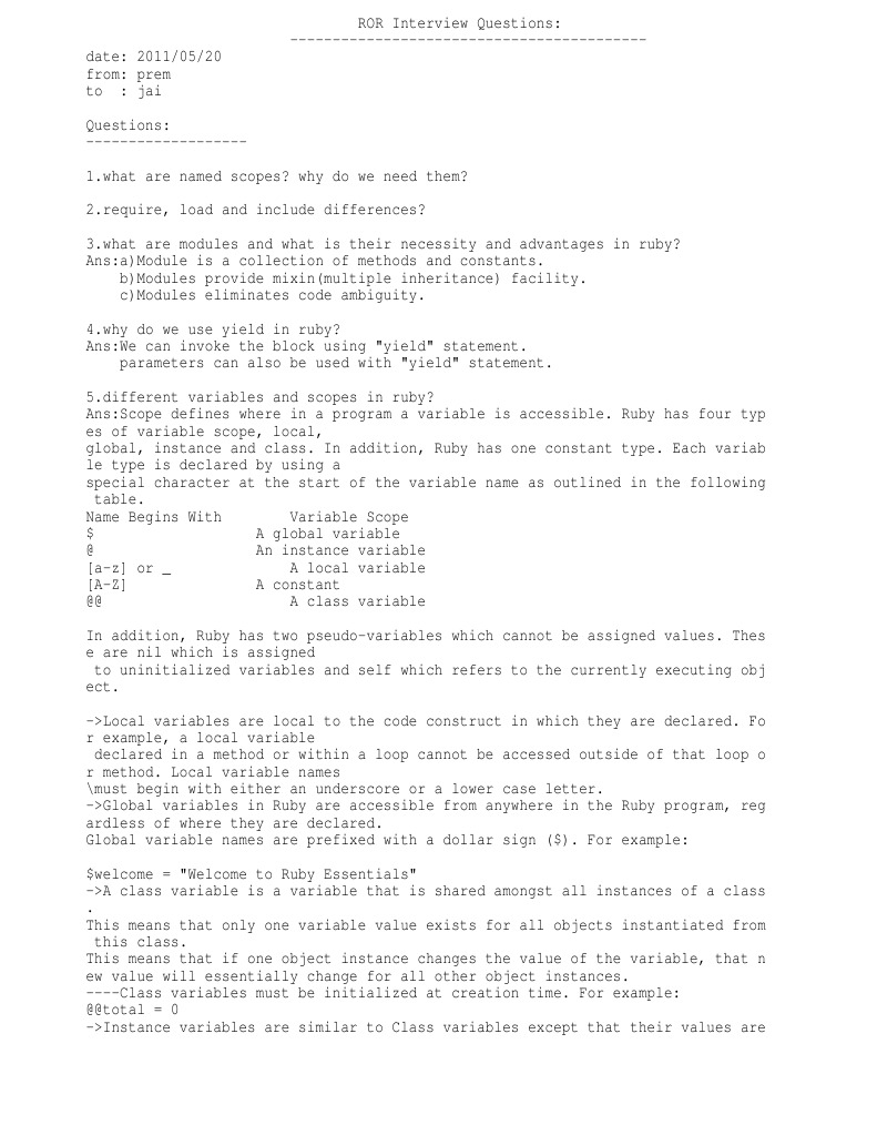 Ruby Interview Questions | PDF