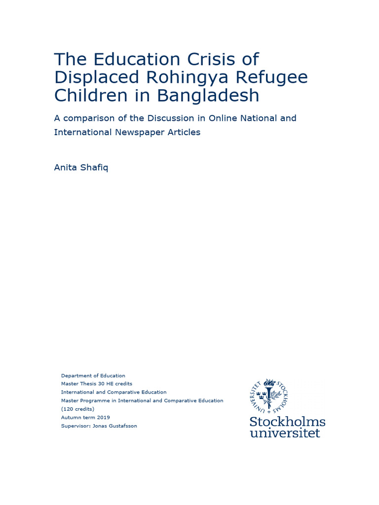 Rohingya Refugee Education Crisis Analysis | PDF | Rohingya People ...