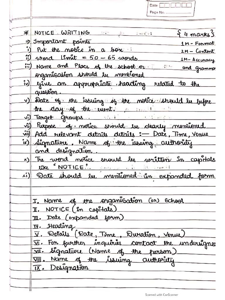 Notice Writing Format | PDF