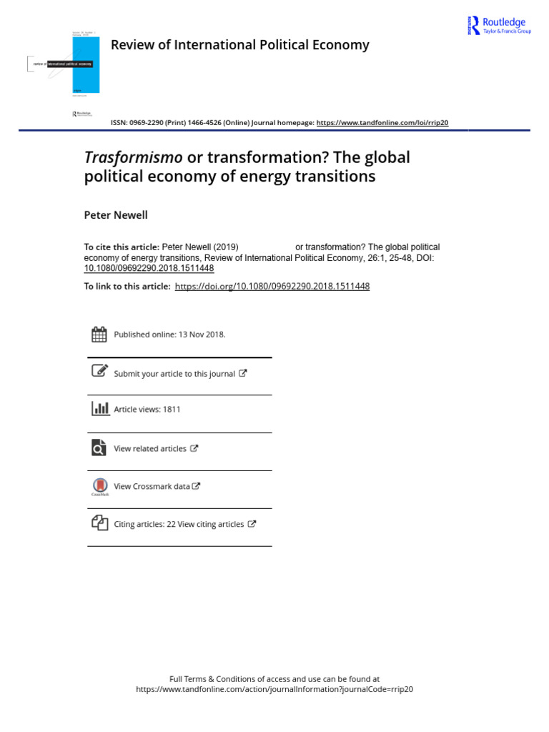 Trasformismo or Transformation The Global Political Economy of Energy ...