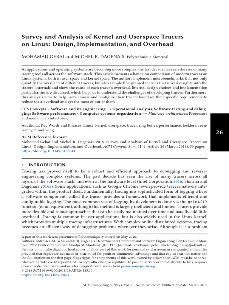 LTTng vs eBPF: Tracer Performance Analysis | PDF | Kernel (Operating ...