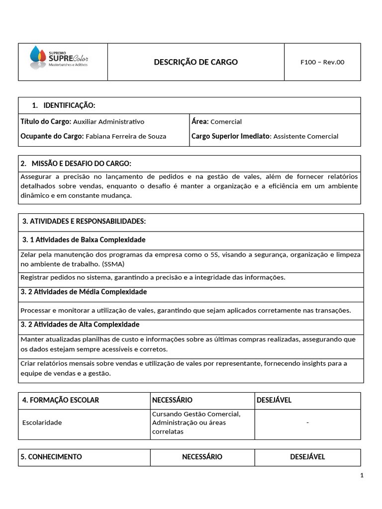 Descrição do Cargo: Auxiliar Administrativo | PDF | Gestão de recursos ...