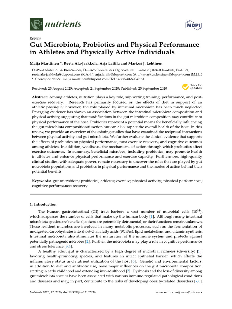 Probiotics and Gut Health in Athletes | PDF | Probiotic | Biology
