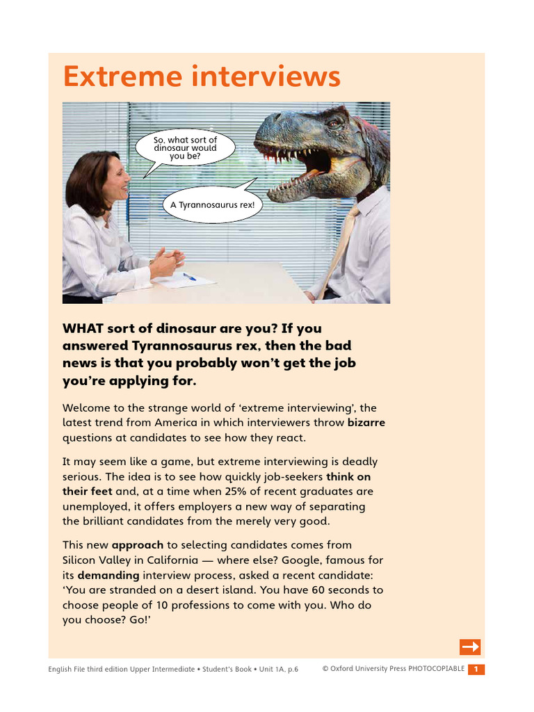 Extreme Interviews: The Dinosaur Test | PDF