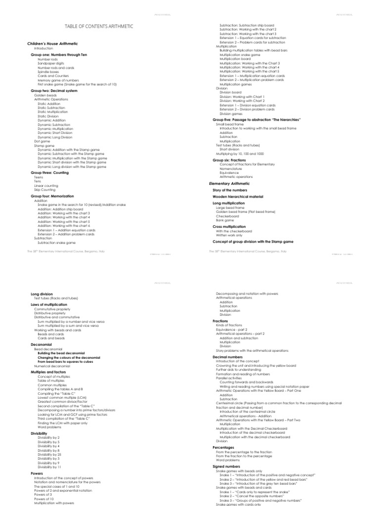 Comprehensive Arithmetic Curriculum Guide | PDF | Multiplication ...