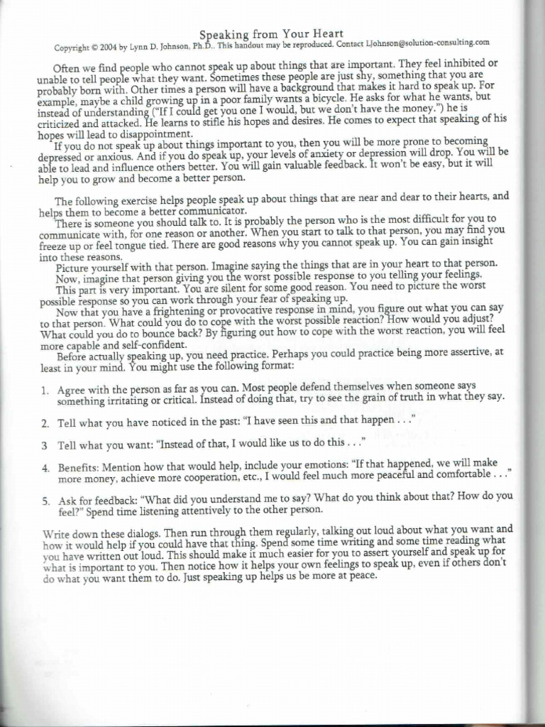 Speaking From The Heart | PDF
