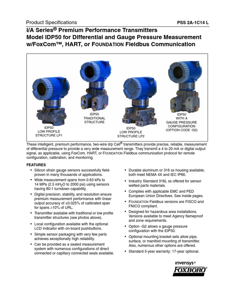 Foxboro IDP50 PDF Pressure Measurement Calibration