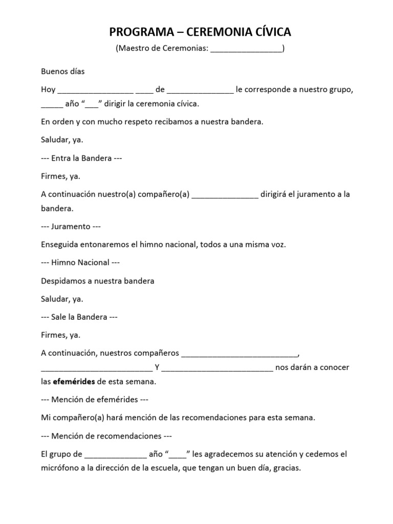 Programa de Ceremonia Cívica | PDF