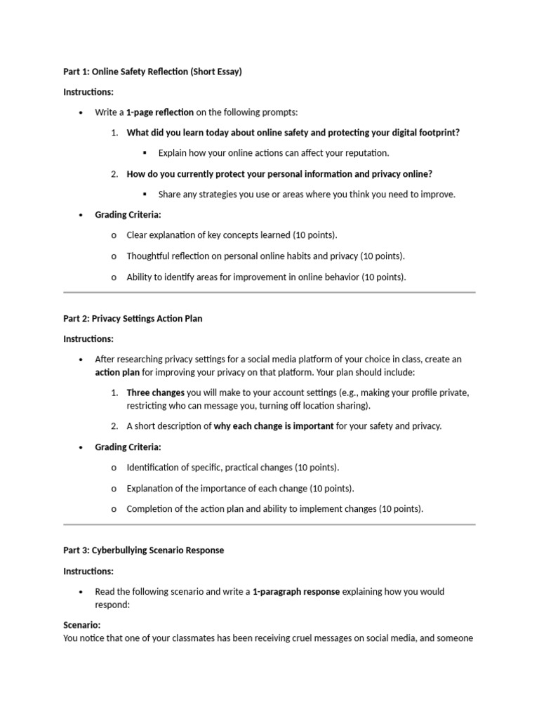 Online Safety Refelction | PDF