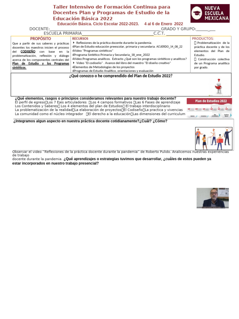 ? Taller Inicio2023 | PDF | Maestros | Plan de estudios