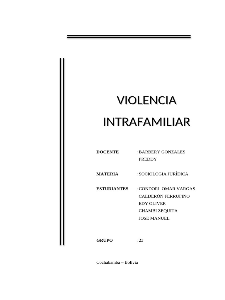 Violencia Intrafamiliar en Bolivia: Análisis y Efectos | PDF ...