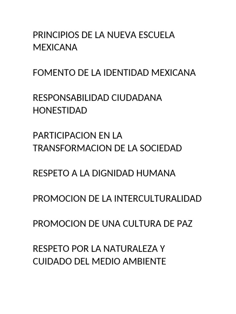 Principios de la Nueva Escuela Mexicana | PDF