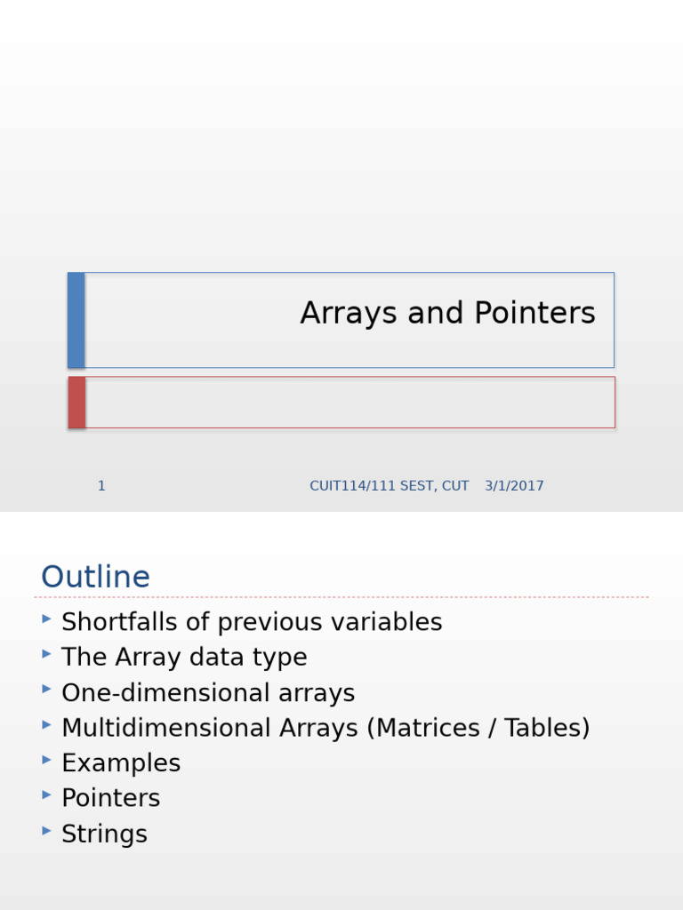 Arrays and Pointers in C Programming | PDF | Pointer (Computer ...
