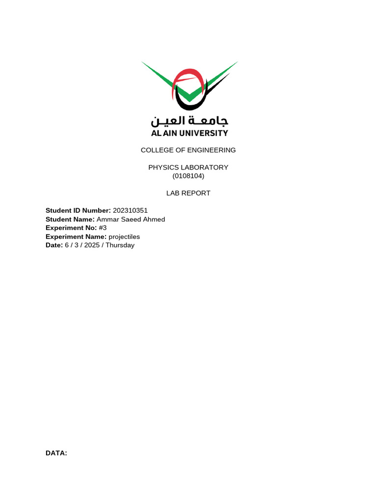 Phy Lab - 3 Ammar Saeed 202310351 | PDF | Metre | Accuracy And Precision
