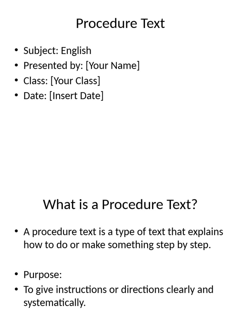 Understanding Procedure Texts in English | PDF