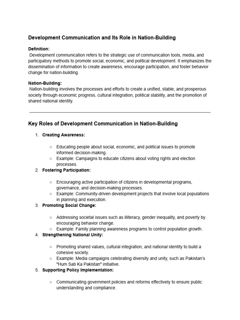 Role of Development Communication in Nation-Building | PDF | Poverty ...