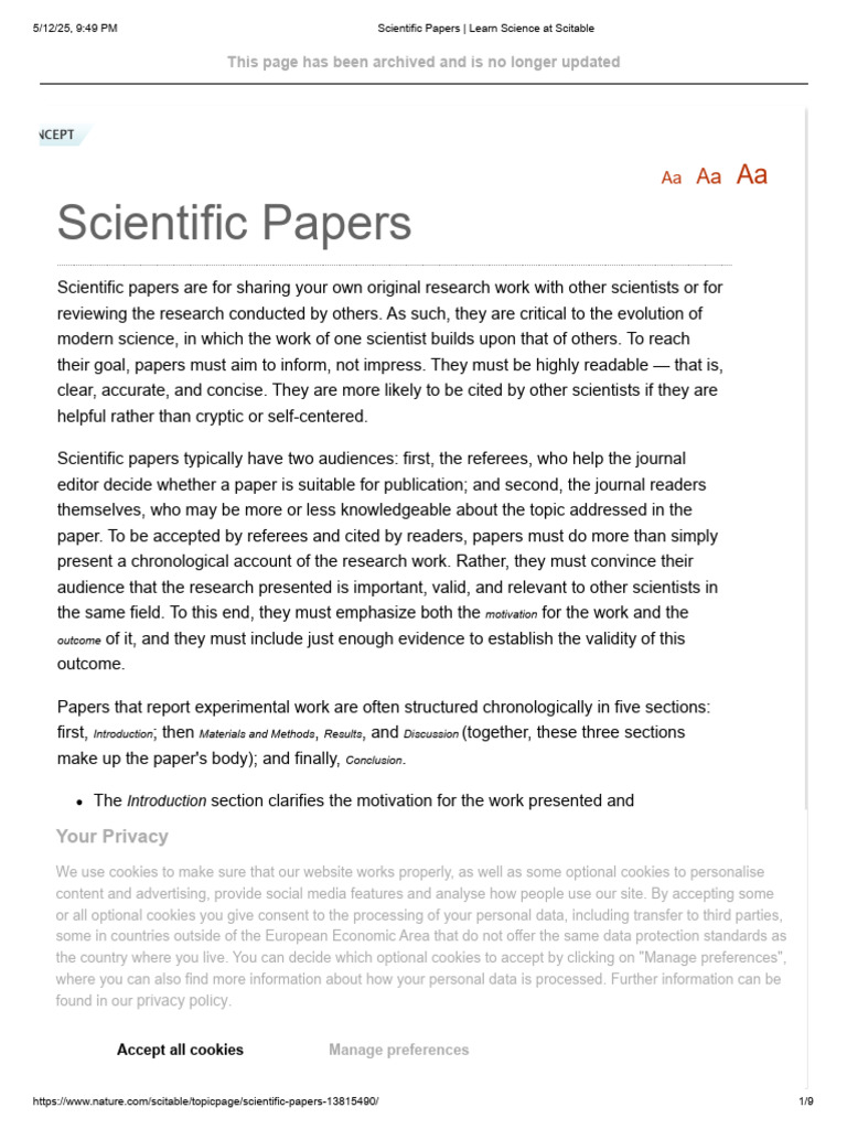 Scientific Papers - Learn Science at Scitable | PDF | Science | Http Cookie