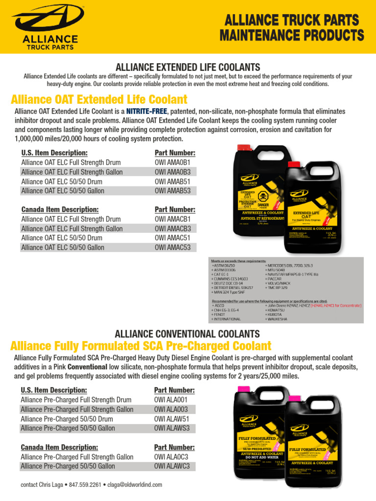 Alliance Extended Life Coolants Overview | PDF | Engineering ...