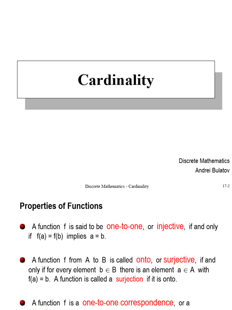 881 17-Cardinality | PDF | Set (Mathematics) | Mathematics