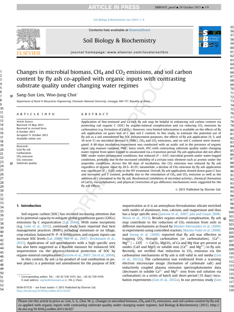 Fly Ash Effects on Soil Carbon Dynamics | PDF | Soil | Carbon Dioxide