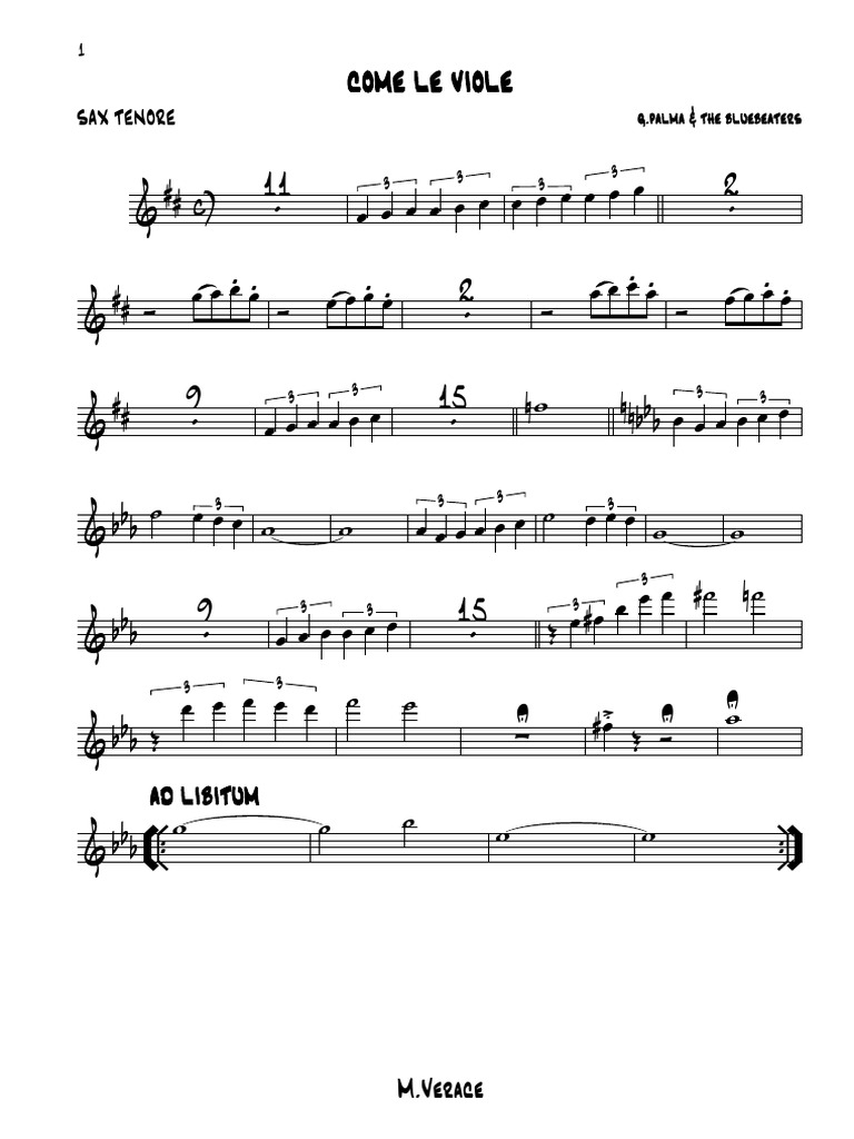 COME LE VIOLE - Sax Tenore | PDF