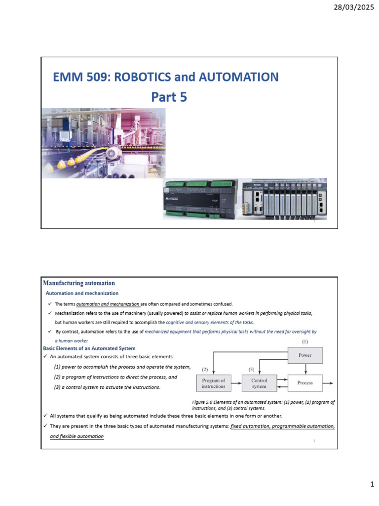 EMM 509 - Robotics Part 5 | PDF | Programmable Logic Controller ...