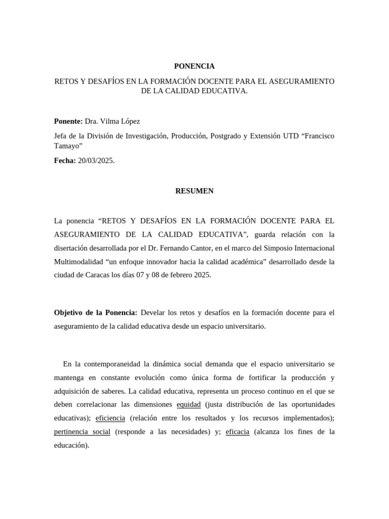 Resumen Ponencia | PDF | Enseñando | Maestros