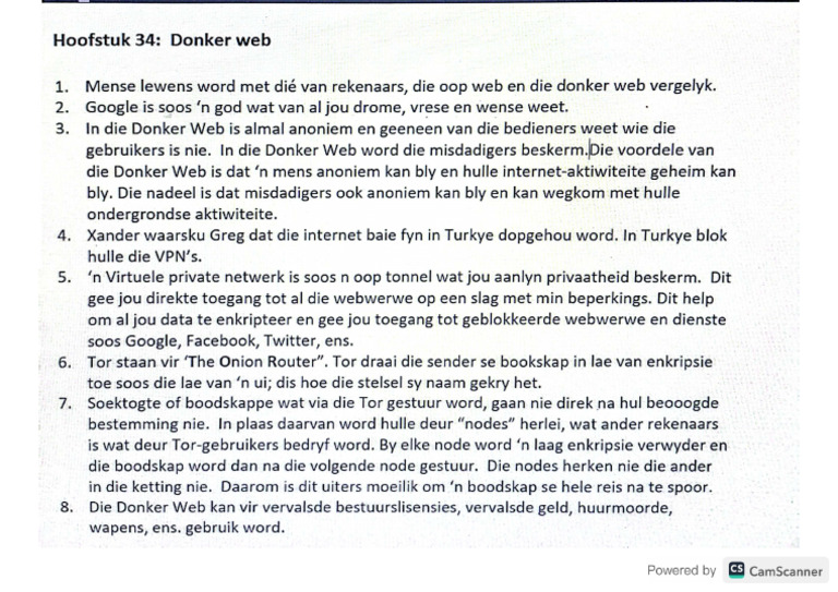 Donkerweb Hoofstuk 32 Memo | PDF
