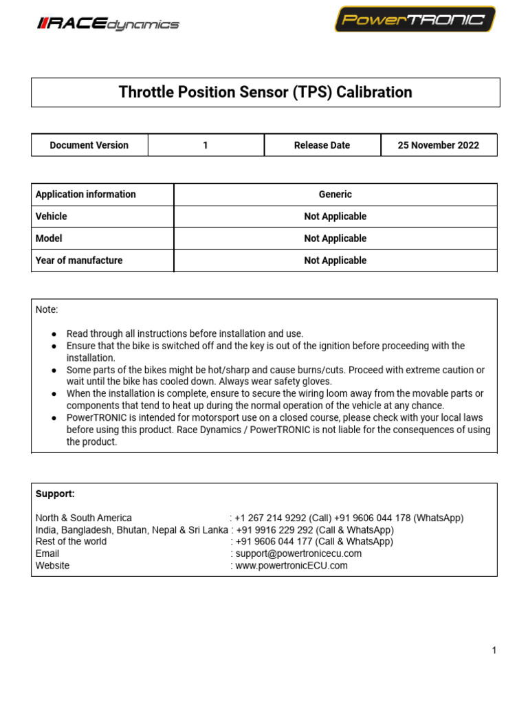 Throttle Position Sensor Calibration Guide | PDF | Throttle ...
