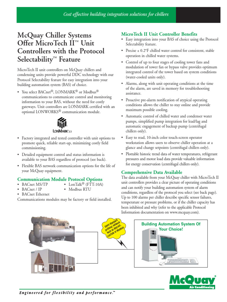 McQuay Chiller MicroTech II Integration | PDF | Building Automation | Pump