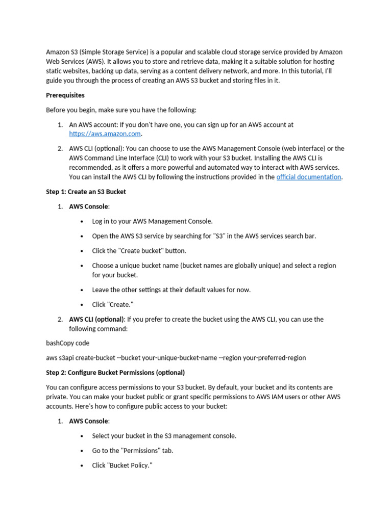 Creating and Configuring AWS S3 Buckets | PDF | Amazon Web Services ...
