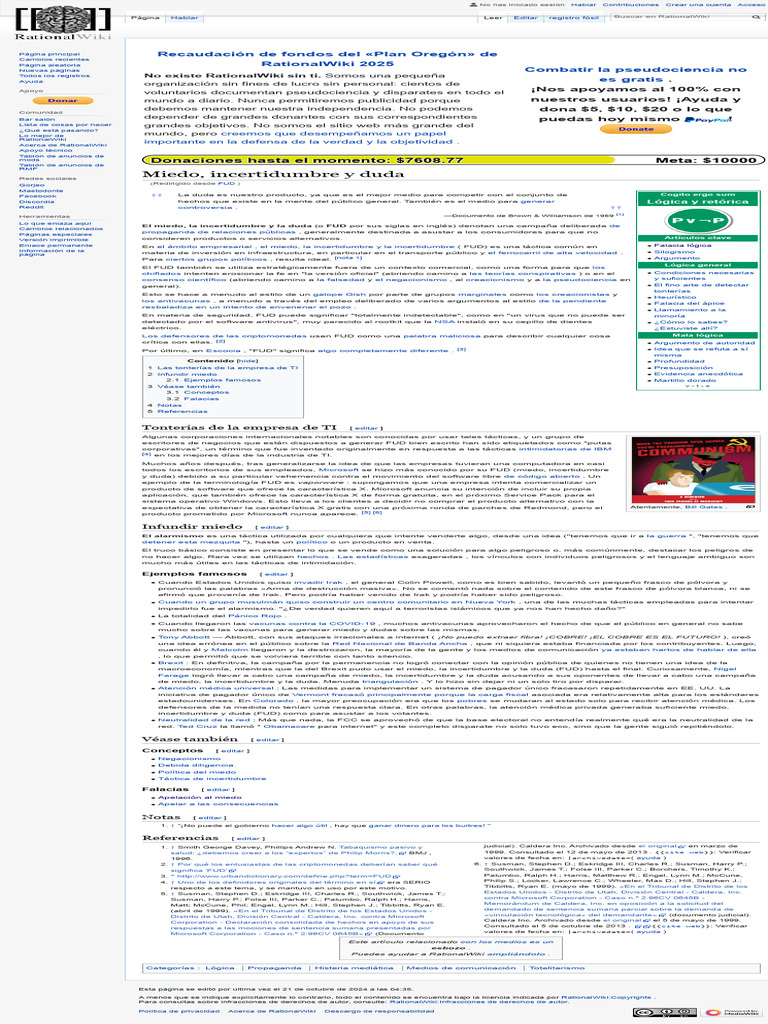 Miedo, Incertidumbre y Duda - RationalWiki | PDF | Microsoft
