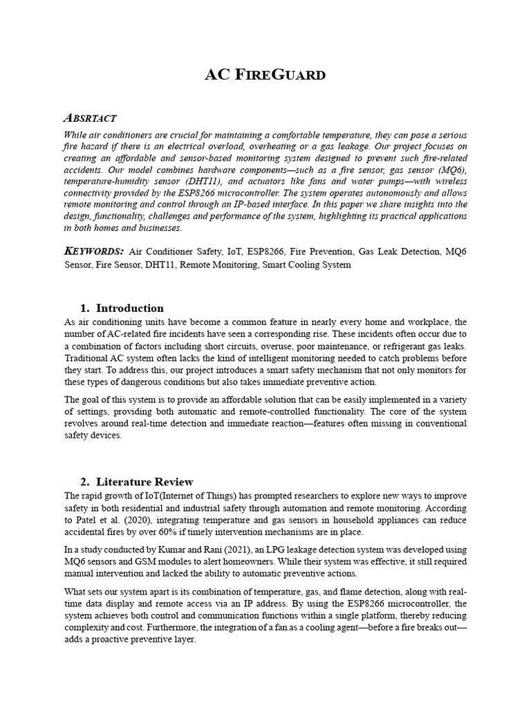 AC FireGuard PROJECT RESEARCH PAPER | PDF | Internet Of Things | Air ...