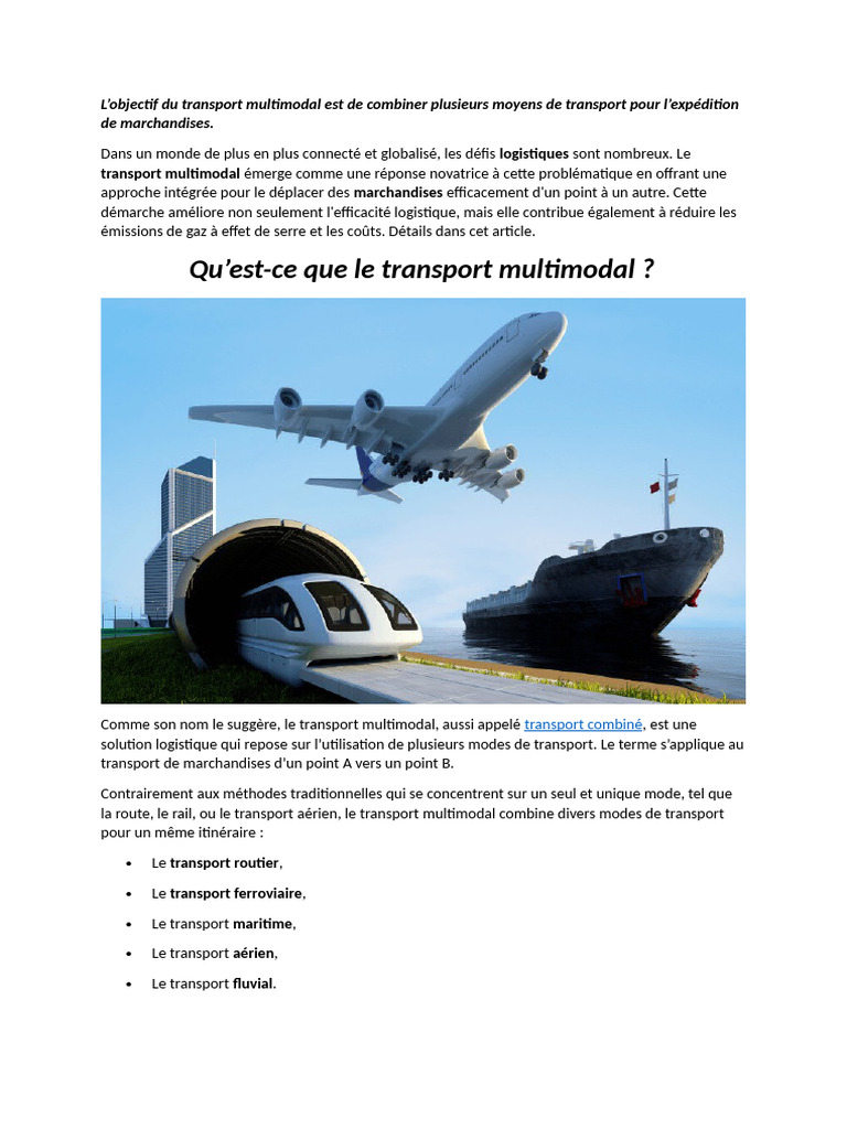Avantages du transport multimodal | PDF | Transport | Transport intermodal