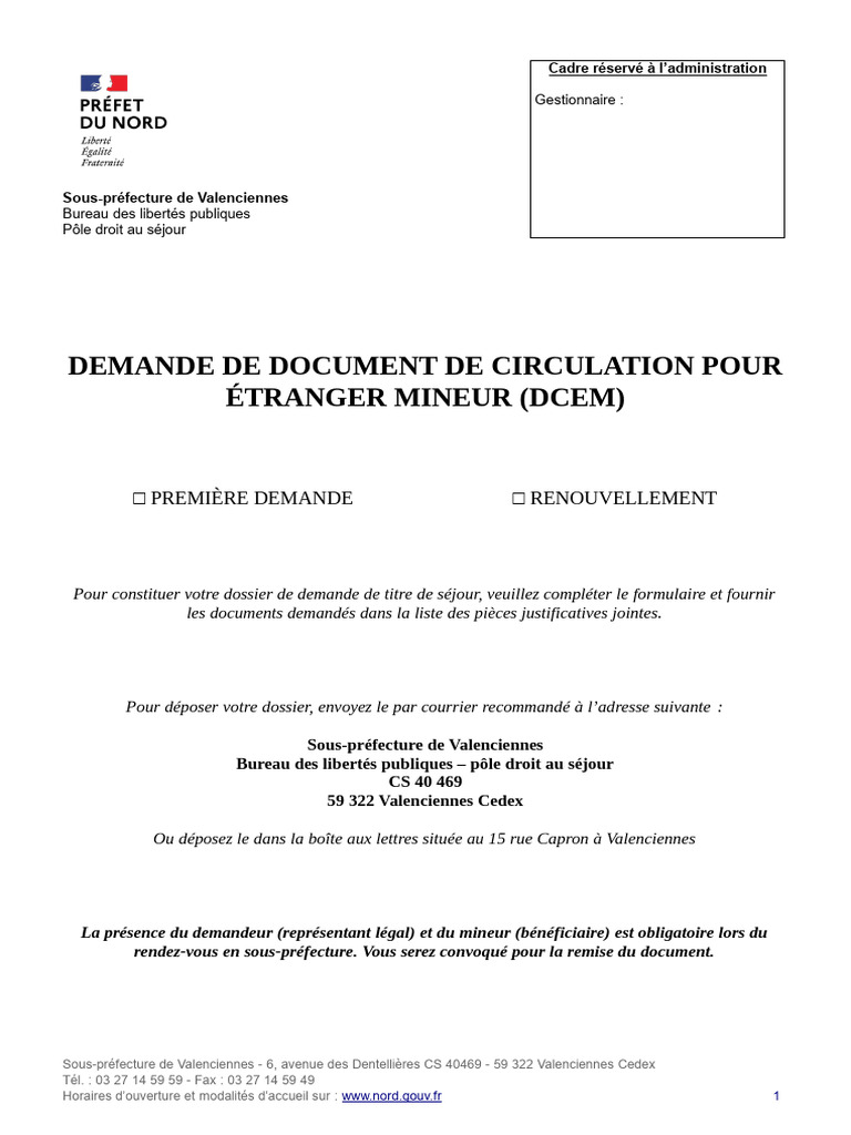 Demande de DCEM pour mineur | PDF | Visa (Document) | Passeport