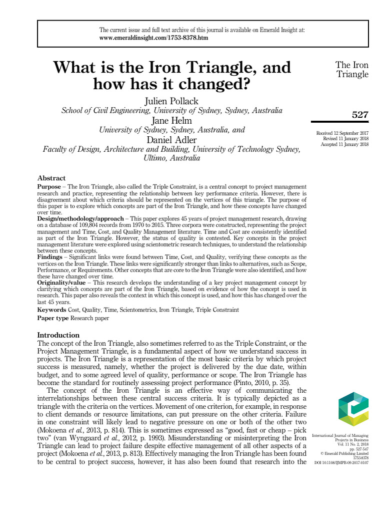 Evolution of the Iron Triangle in Project Management | PDF | Project ...