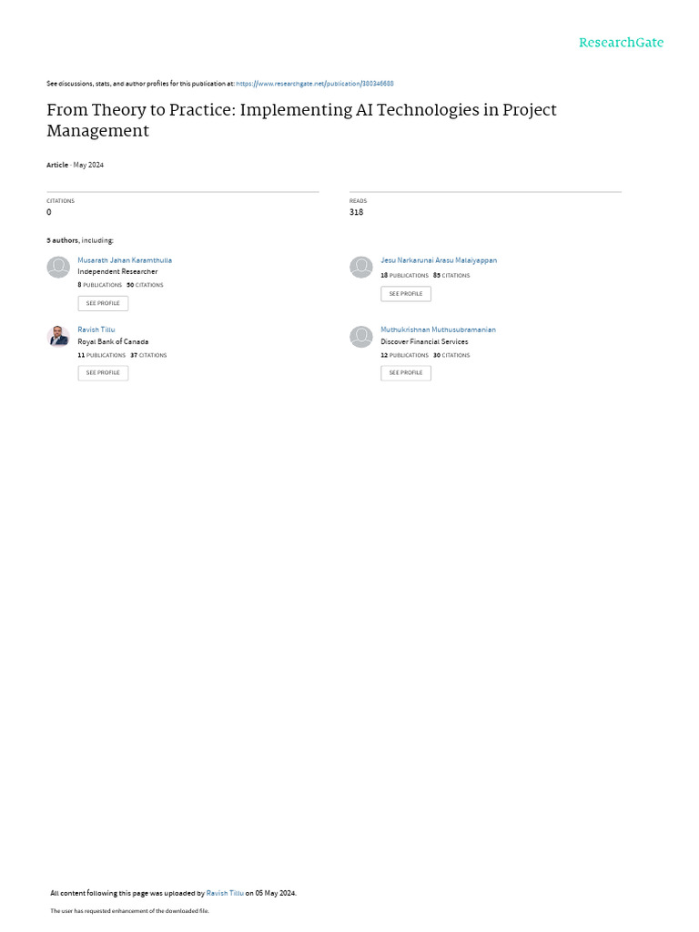 AI Integration in Project Management | PDF | Artificial Intelligence ...