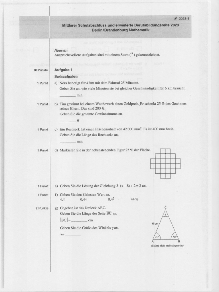 MSA Mathe 2023 | PDF