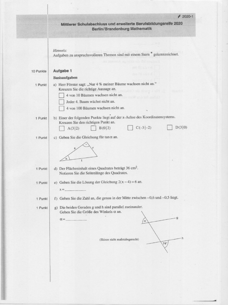MSA Mathe 2020 | PDF