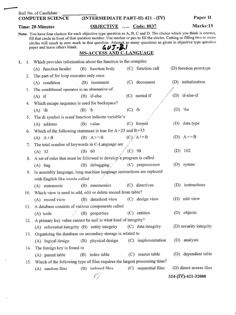 Computer Science 12 GUJ 21 | PDF