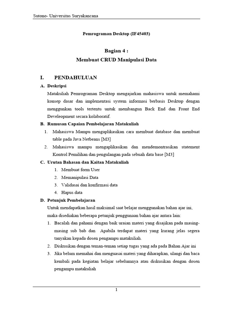 CRUD Manipulasi Data di Java Netbeans | PDF