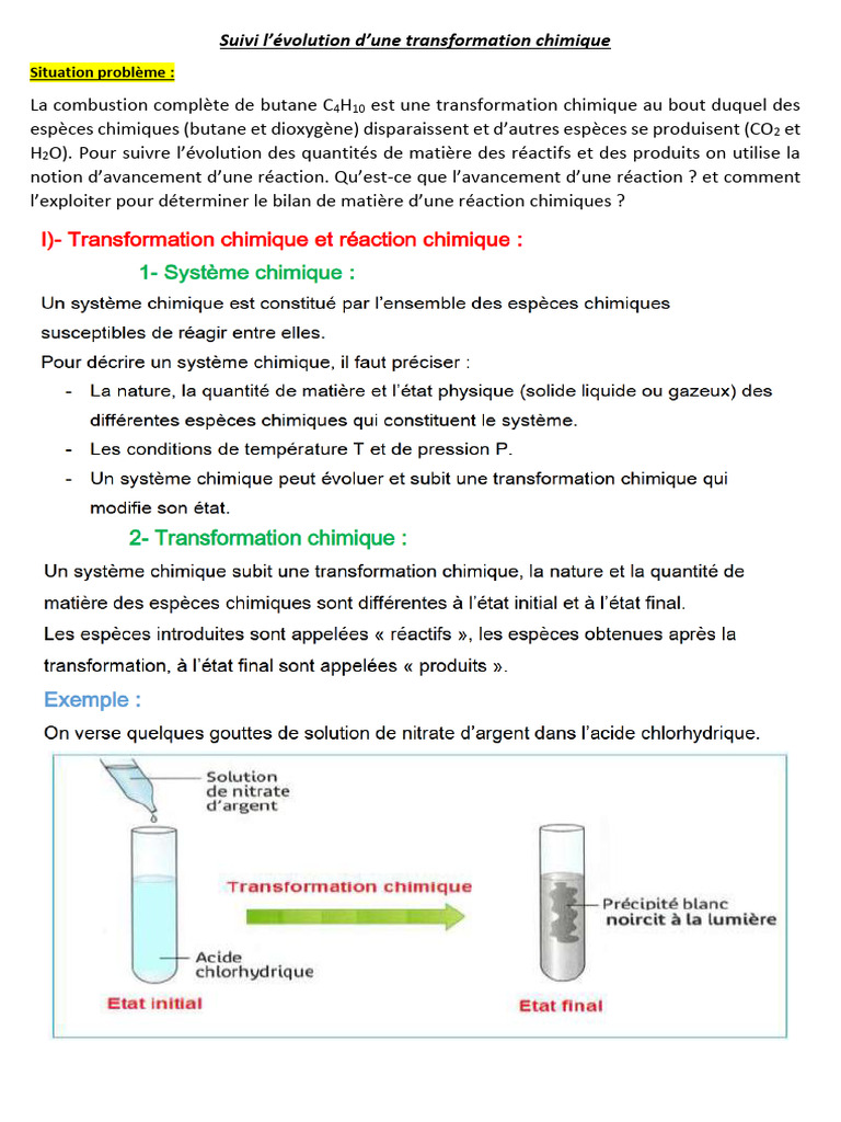 suivi d'une reaction chimique | PDF | Chimie | Réactions chimiques